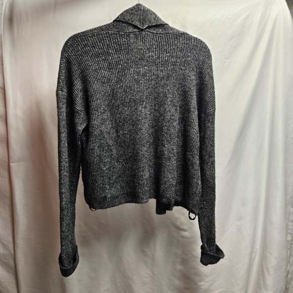Banana Republic grey white knit wrap cardigan M winter fall office long sleeve - Picture 3 of 5